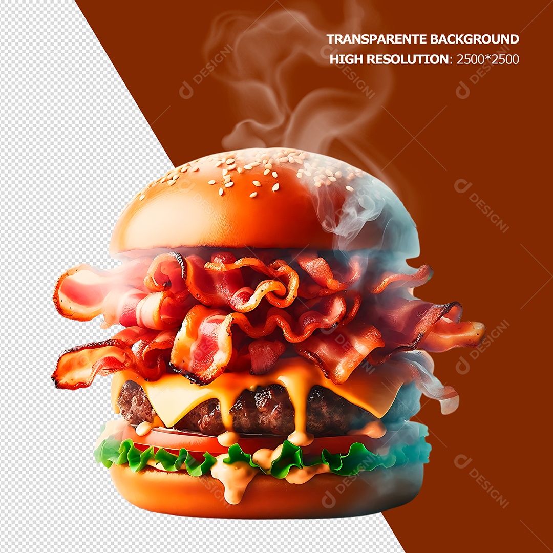 Hambúrguer Elemento 3D para Composição PSD