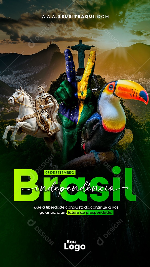 Story Dia da Independência do Brasil 07 de Setembro Futuro de Prosperidade Social Media PSD Editável