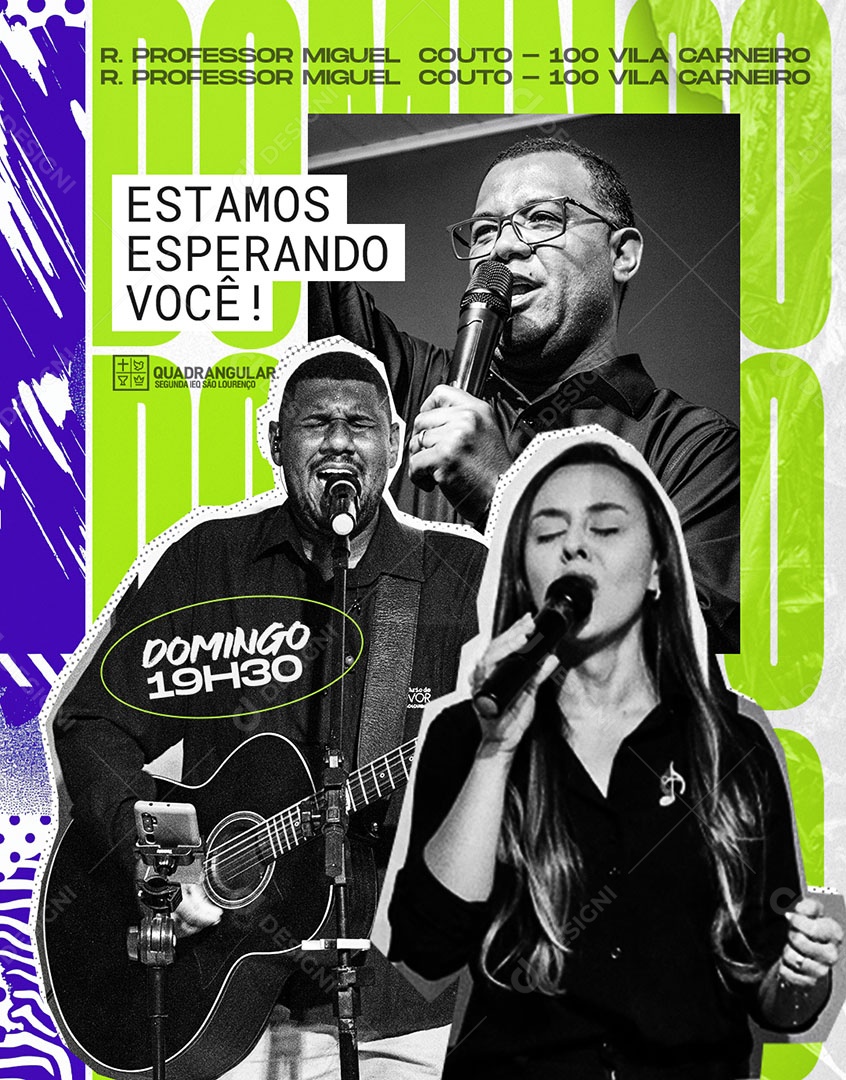 Feed Gospel Domingo Estamos Esperando Você Social Media PSD Editável