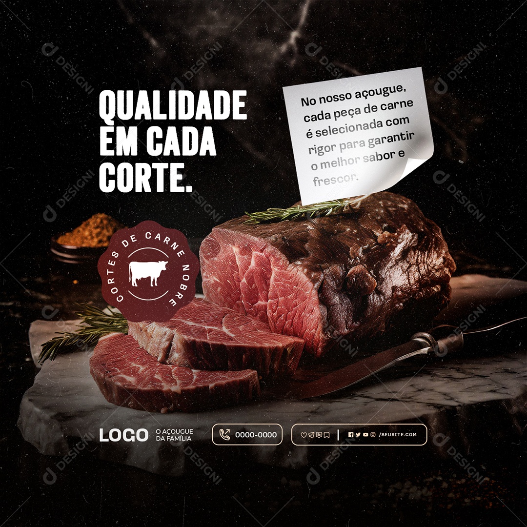 Açougue Qualidade em Cada Corte Social Media PSD Editável