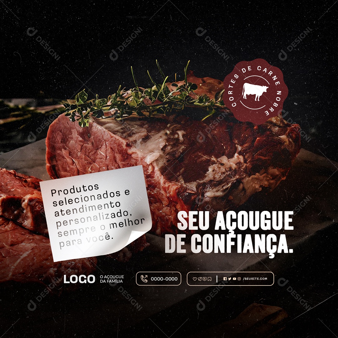 Seu Açougue de Confiança Social Media PSD Editável