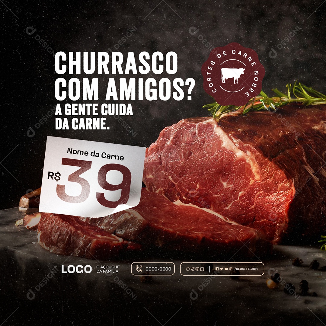 Açougue Churrasco com Amigos Social Media PSD Editável