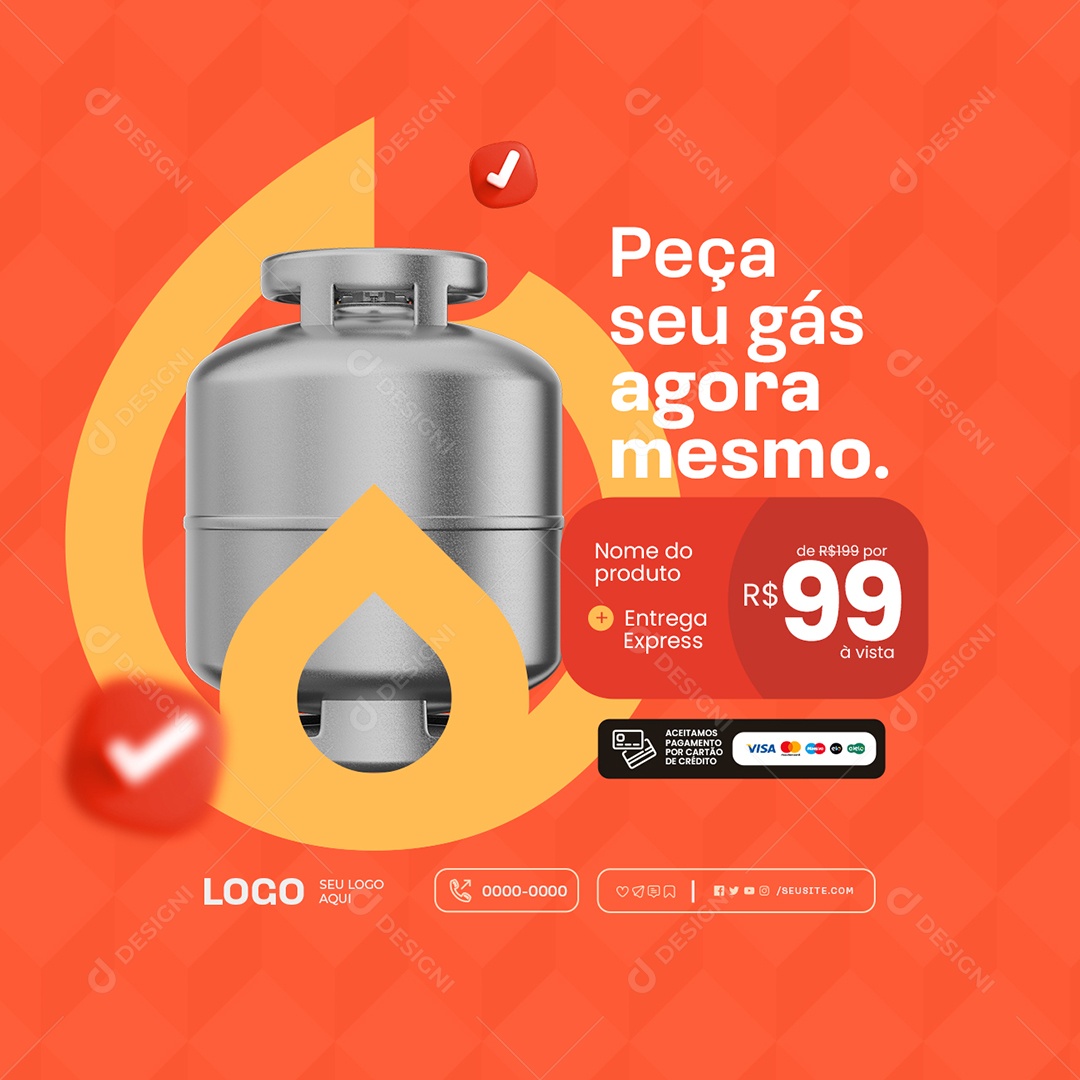 Gás de Cozinha Peça Agora Mesmo Social Media PSD Editável