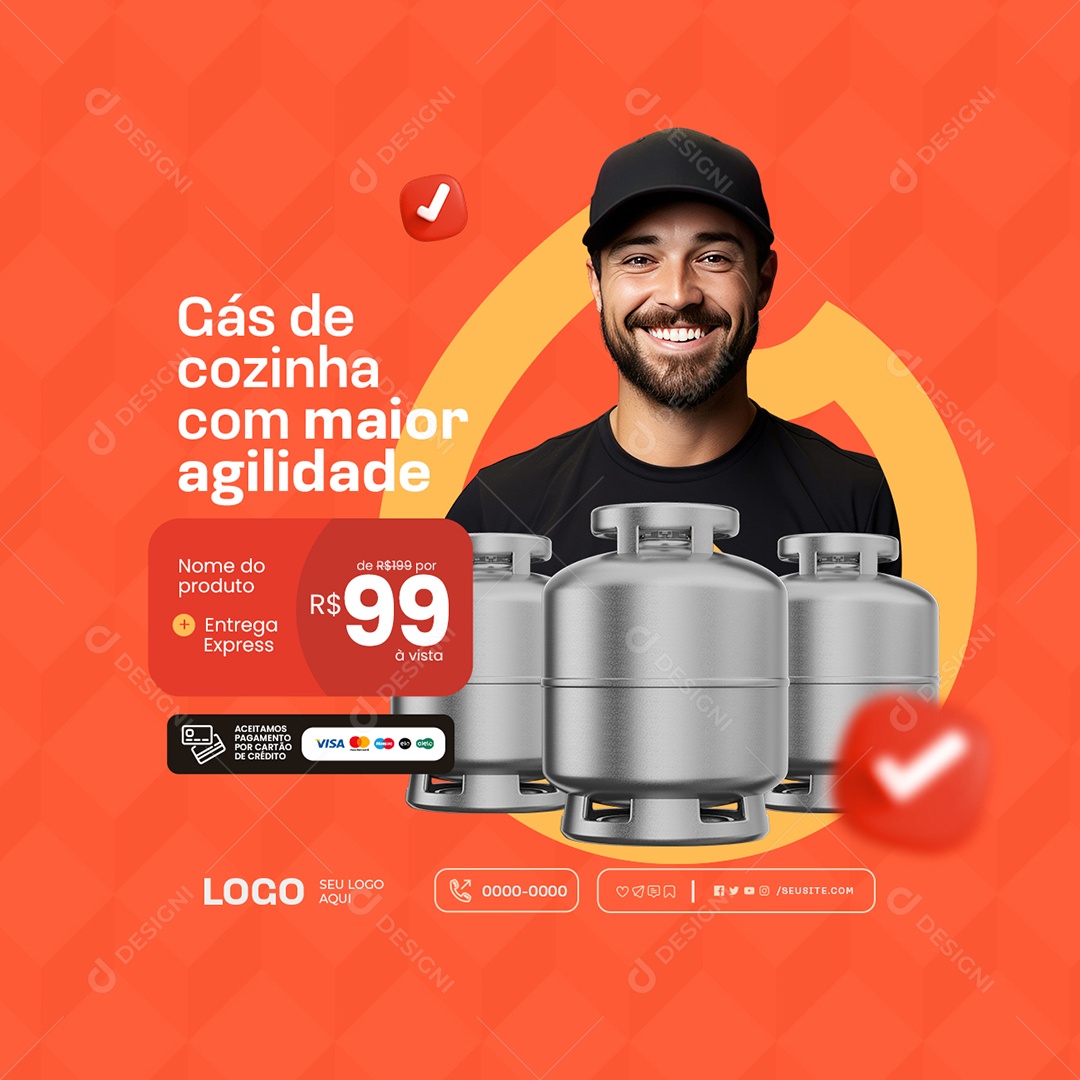 Gás de Cozinha Com Maior Agilidade Social Media PSD Editável