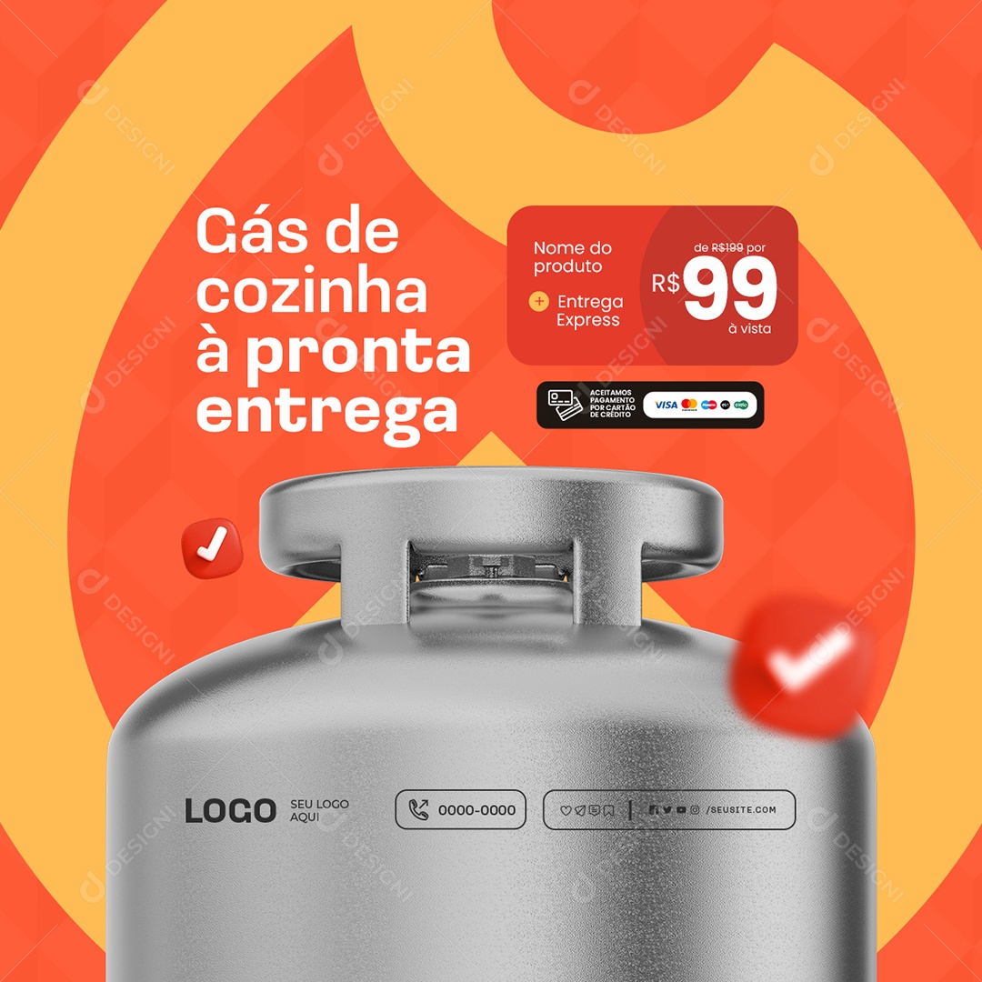 Gás de Cozinha à Pronta Entrega Social Media PSD Editável