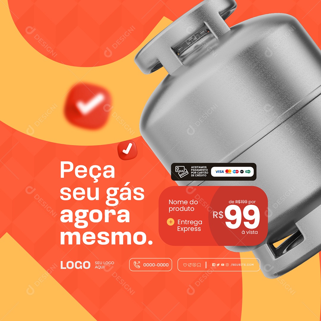 Gás de Cozinha Peça seu Gás Agora Mesmo Social Media PSD Editável