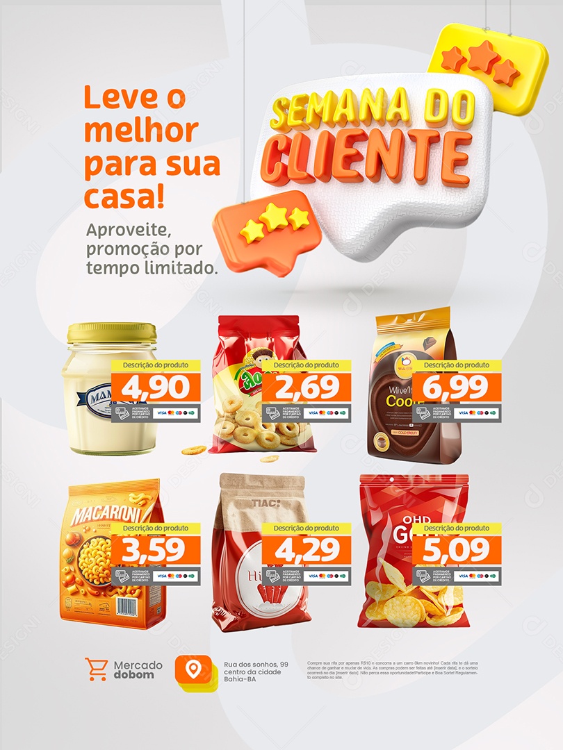 Semana do Cliente Supermercado Encarte Leve o Melhor Social Media PSD Editável