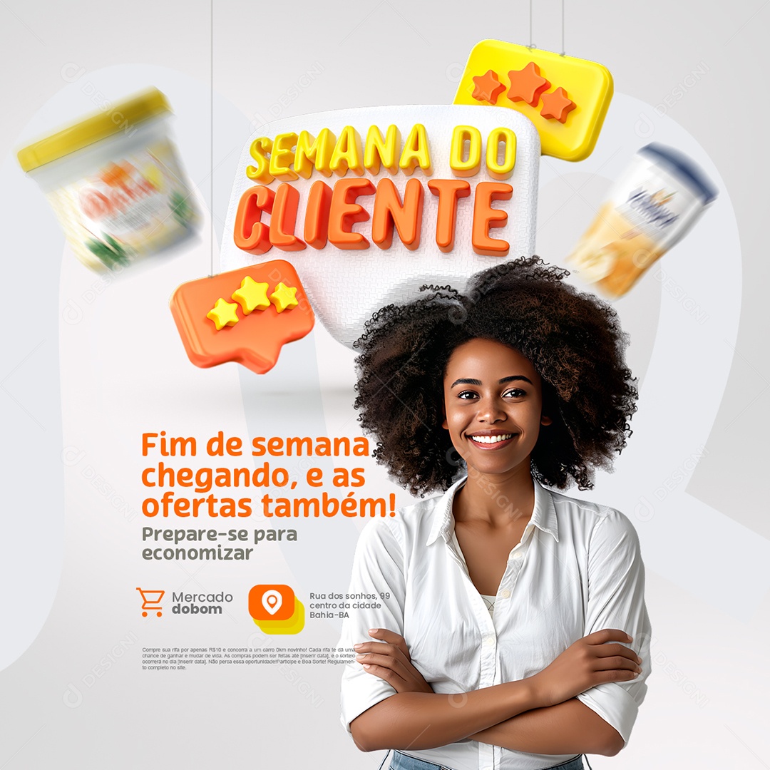 Semana do Cliente Supermercado Fim de Semana Chegando Social Media PSD Editável