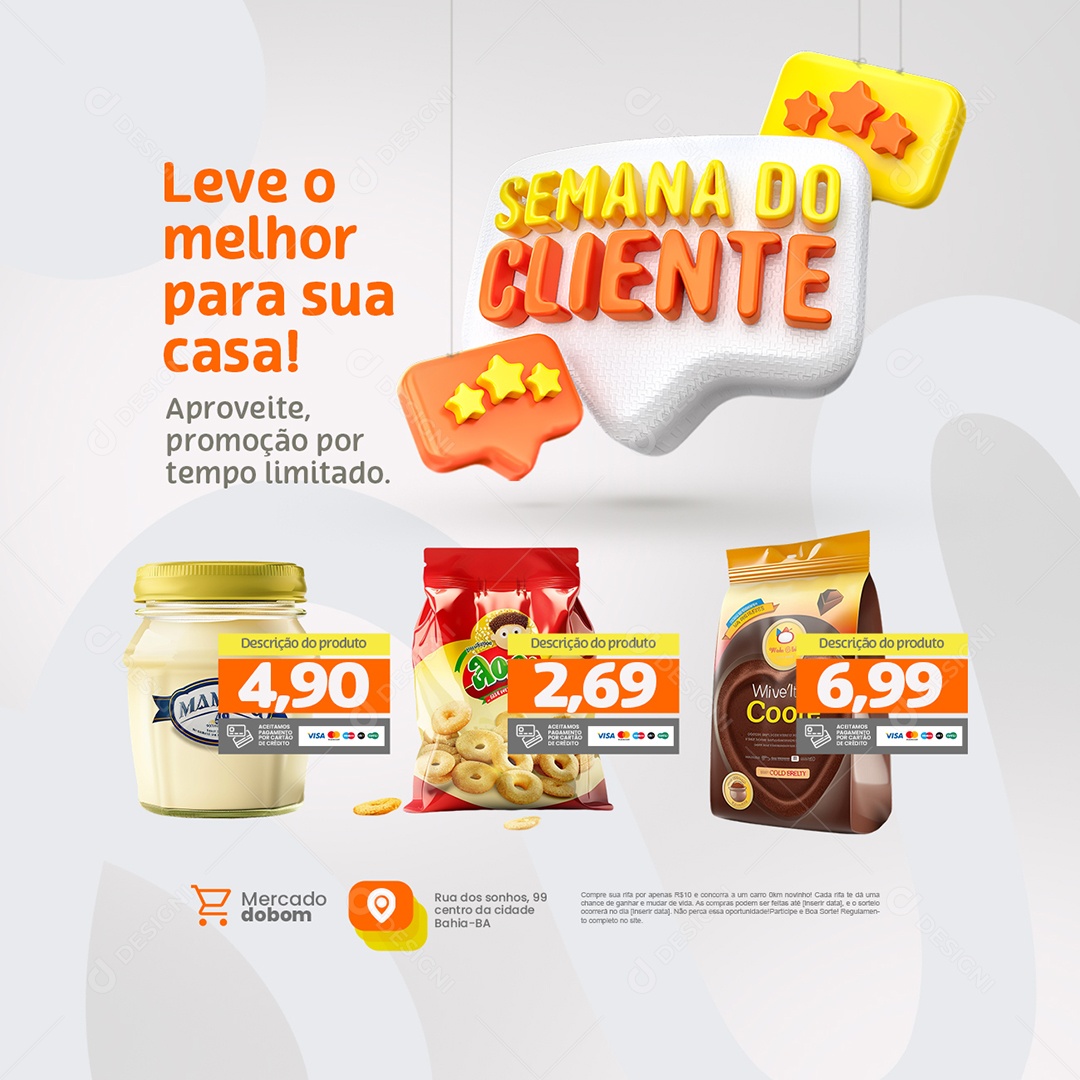 Semana do Cliente Supermercado Çeve o Melhor para Sua Casa Social Media PSD Editável