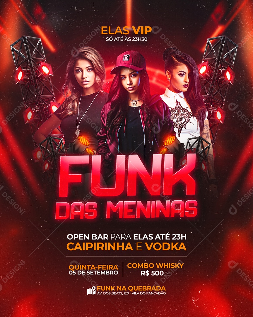 Flyer Funk Das Meninas Social Media PSD Editável