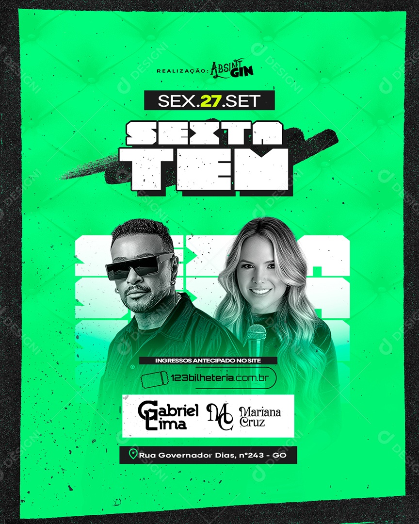 Flyer Sexta Tem Gabriel Lima Mariana Cruz Social Media PSD Editável