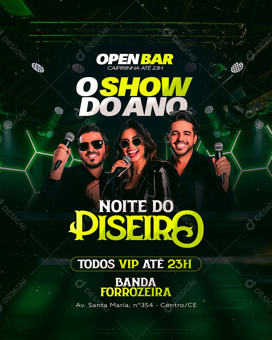 Flyer O Show do Ano Noite do Piseiro Social Media PSD Editável