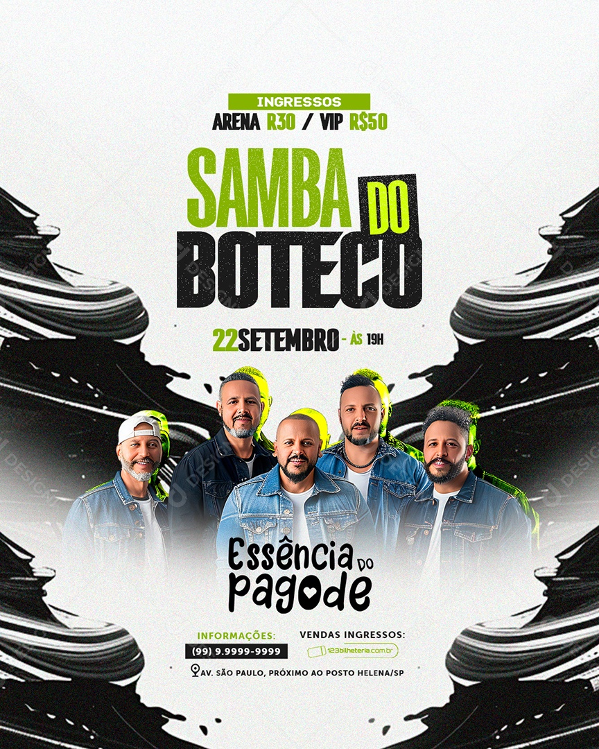 Flyer Samba no Boteco Social Media PSD Editável