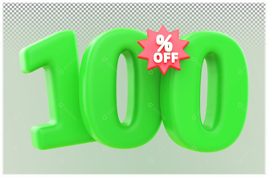 Desconto de 100% Off Elemento 3D verde e Vermelho para Composição PSD