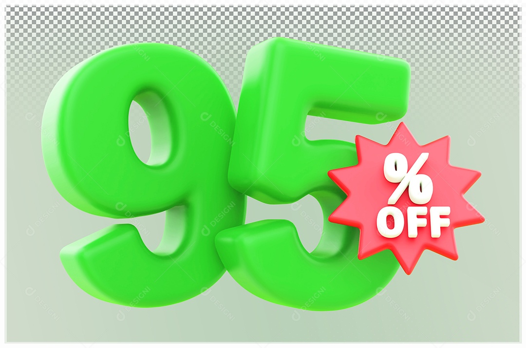 Desconto de 95% Off Elemento 3D verde e Vermelho para Composição PSD
