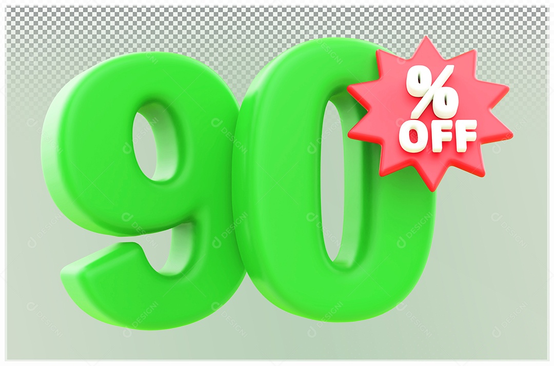 Desconto de 90% Off Elemento 3D verde e Vermelho para Composição PSD