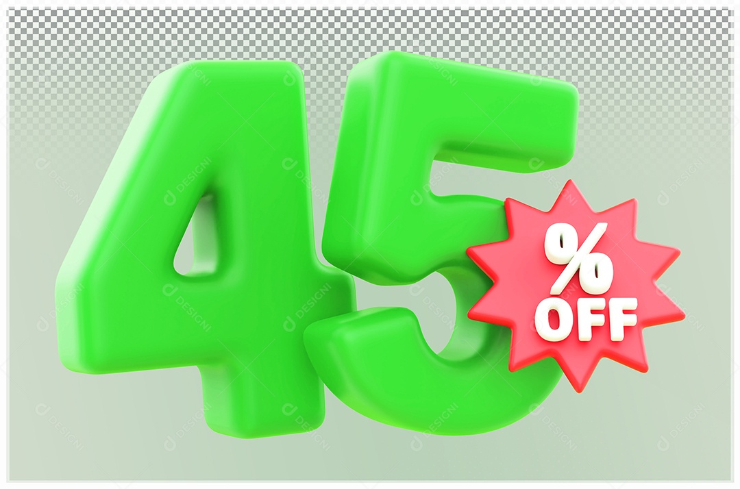 Desconto de 45% Off Elemento 3D verde e Vermelho para Composição PSD