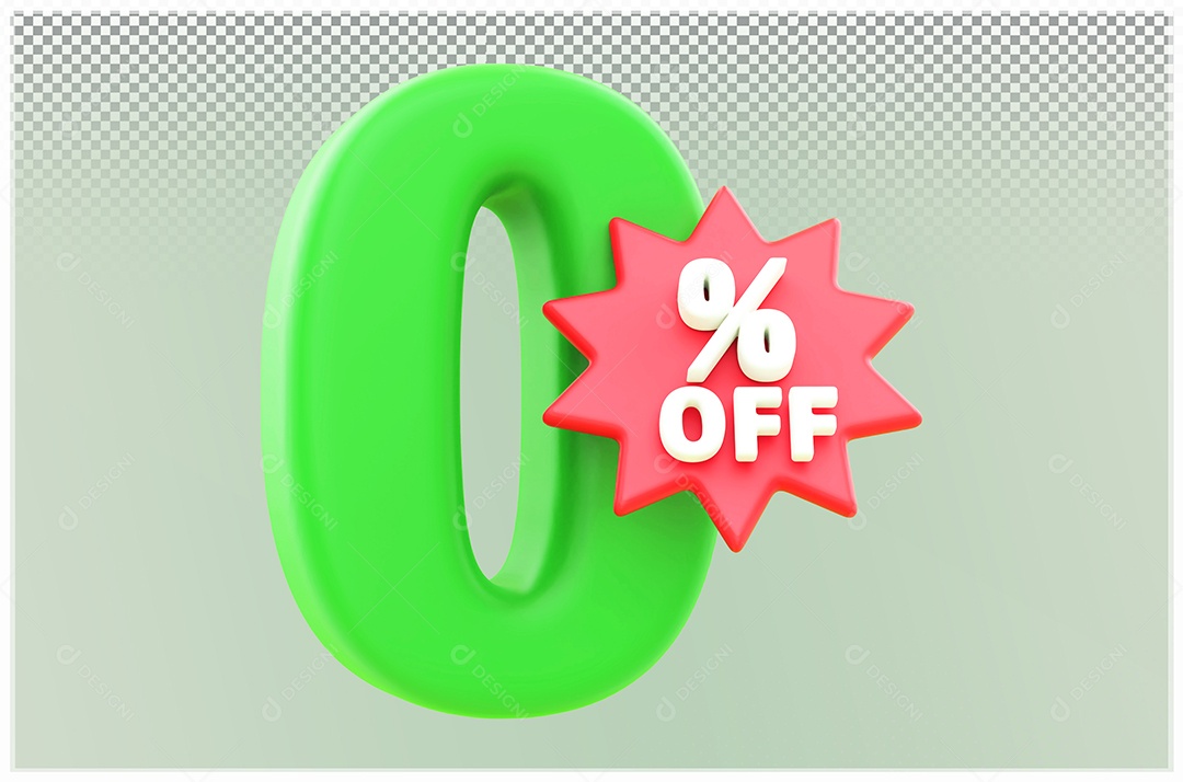 Desconto de 0% Off Elemento 3D verde e Vermelho para Composição PSD