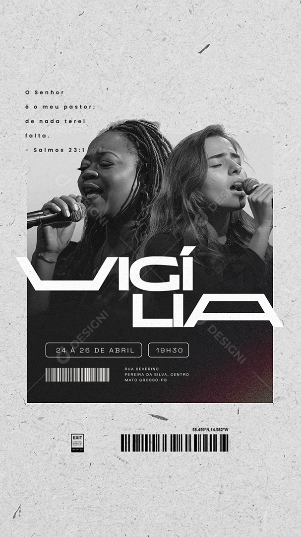 Story Vigília o Senhor é o meu Pastor de nada Terei Falta Social Media PSD Editável