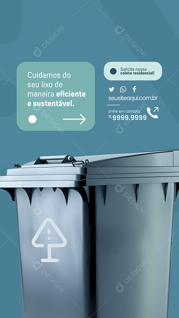 Story Coleta de Lixo Solicite Nossa Coleta Residencial Social Media PSD Editável