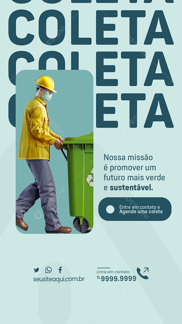 Story Coleta de Lixo Nossa Missão é Promover o Futuro Social Media PSD Editável