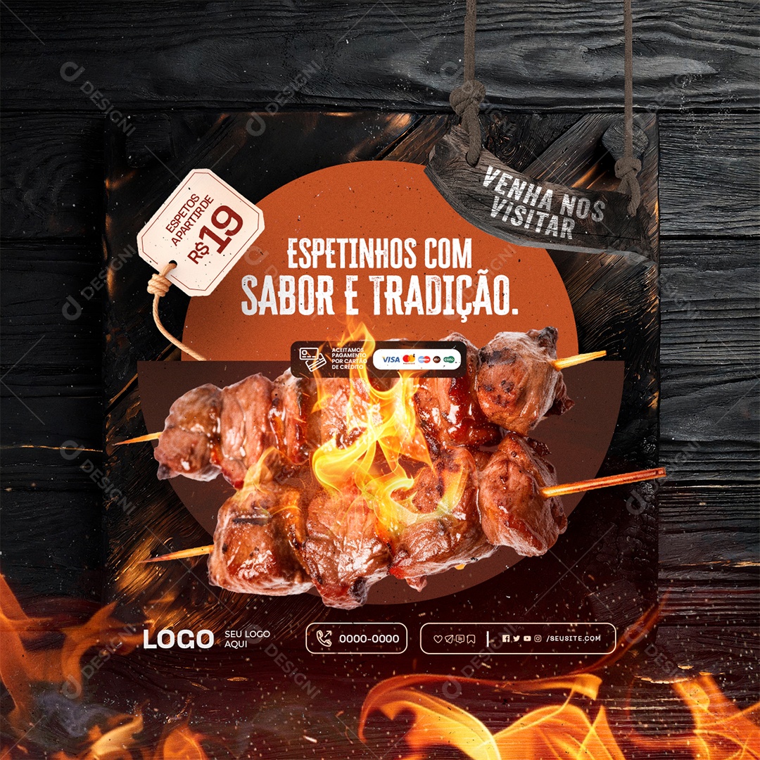 Espetos Espetinhos com Sabor e Tradição Social Media PSD Editável