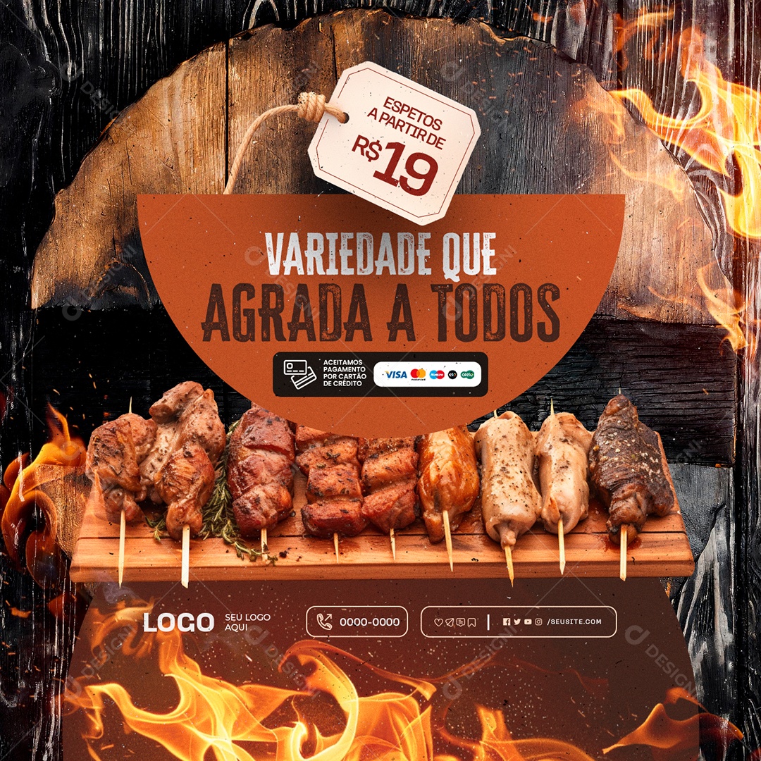 Espetos Variedade Que Agrada a Todos Social Media PSD Editável