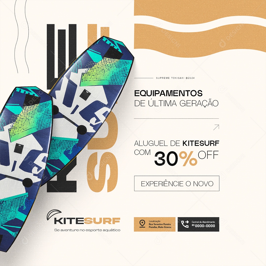 Equipamentos de Última Geração Aluguel de Kitesurf Social Medai PSD Editável