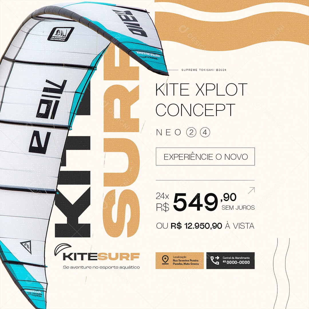 Aulas de Surf Kite Xplot Concept Social Media PSD Editável