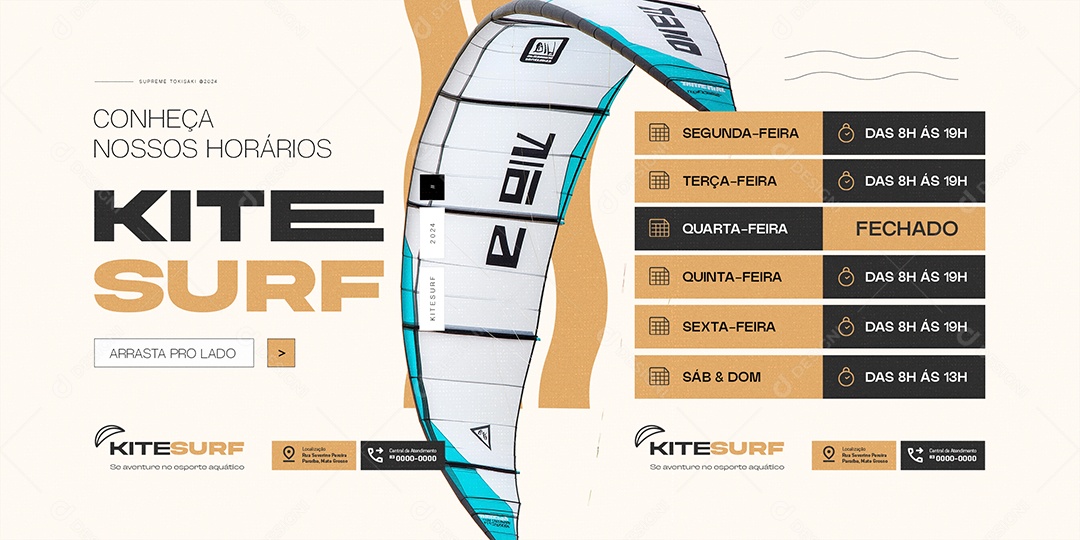 Banner Kit Surf Conheça Nossos Horários Social Media PSD Editável