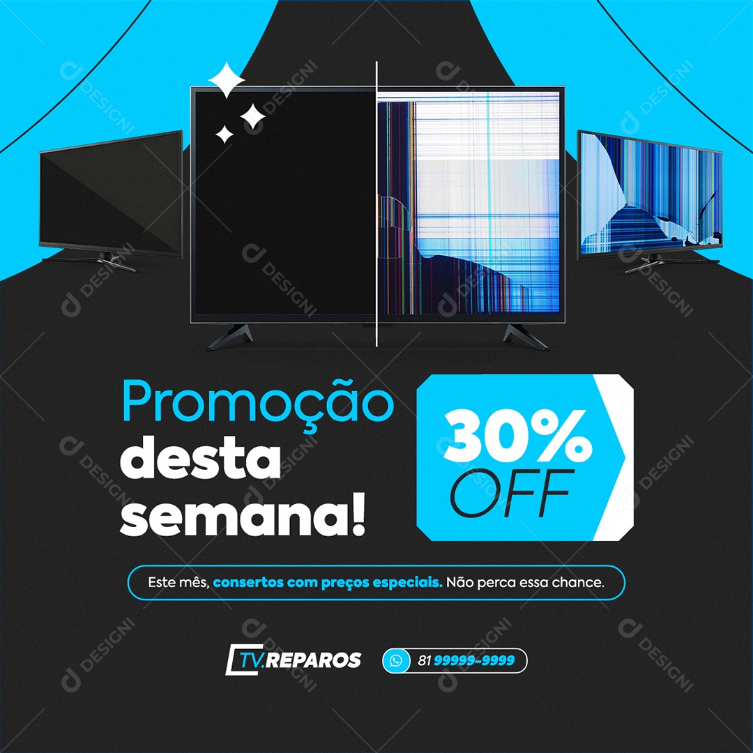 Manutenção De TV Promoção Desta Semana Social Media PSD Editável