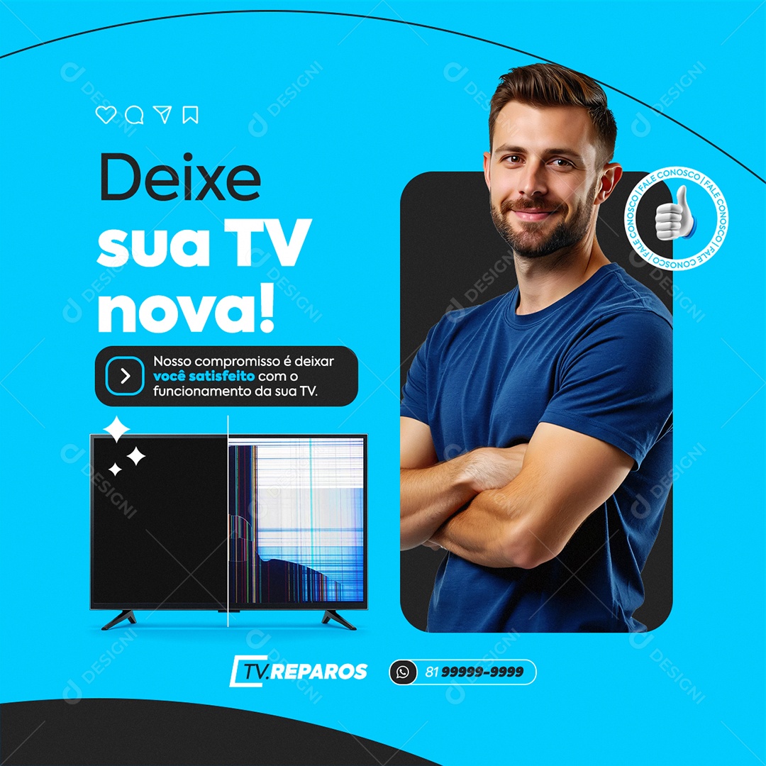 Manutenção De TV Deixe sua Tv Nova Social Media PSD Editável