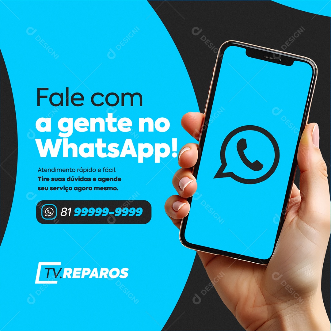 Manutenção De TV Fale Com a Gente no WhatsApp Social Media PSD Editável