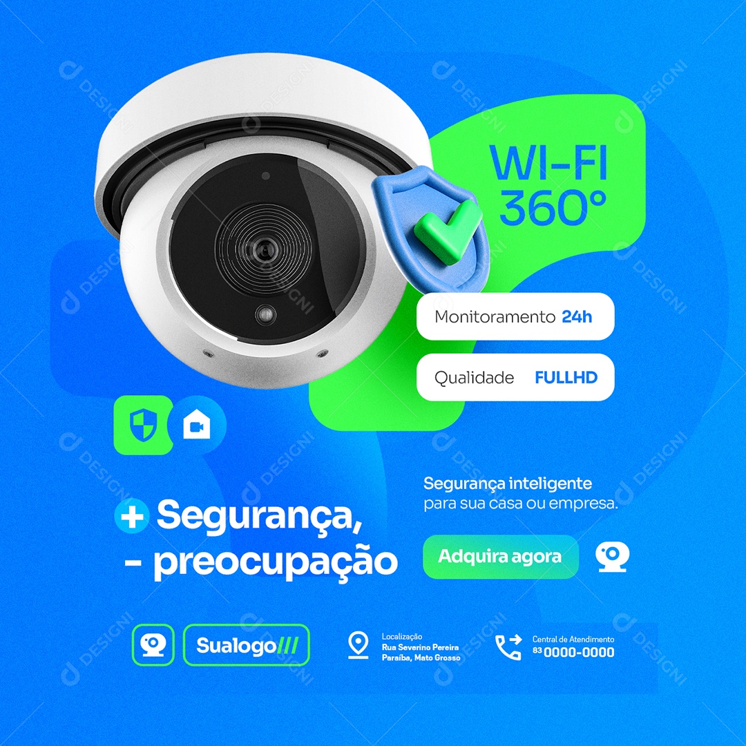 Câmera de Segurança Wi-Fi Monitoramento Social Media PSD Editável