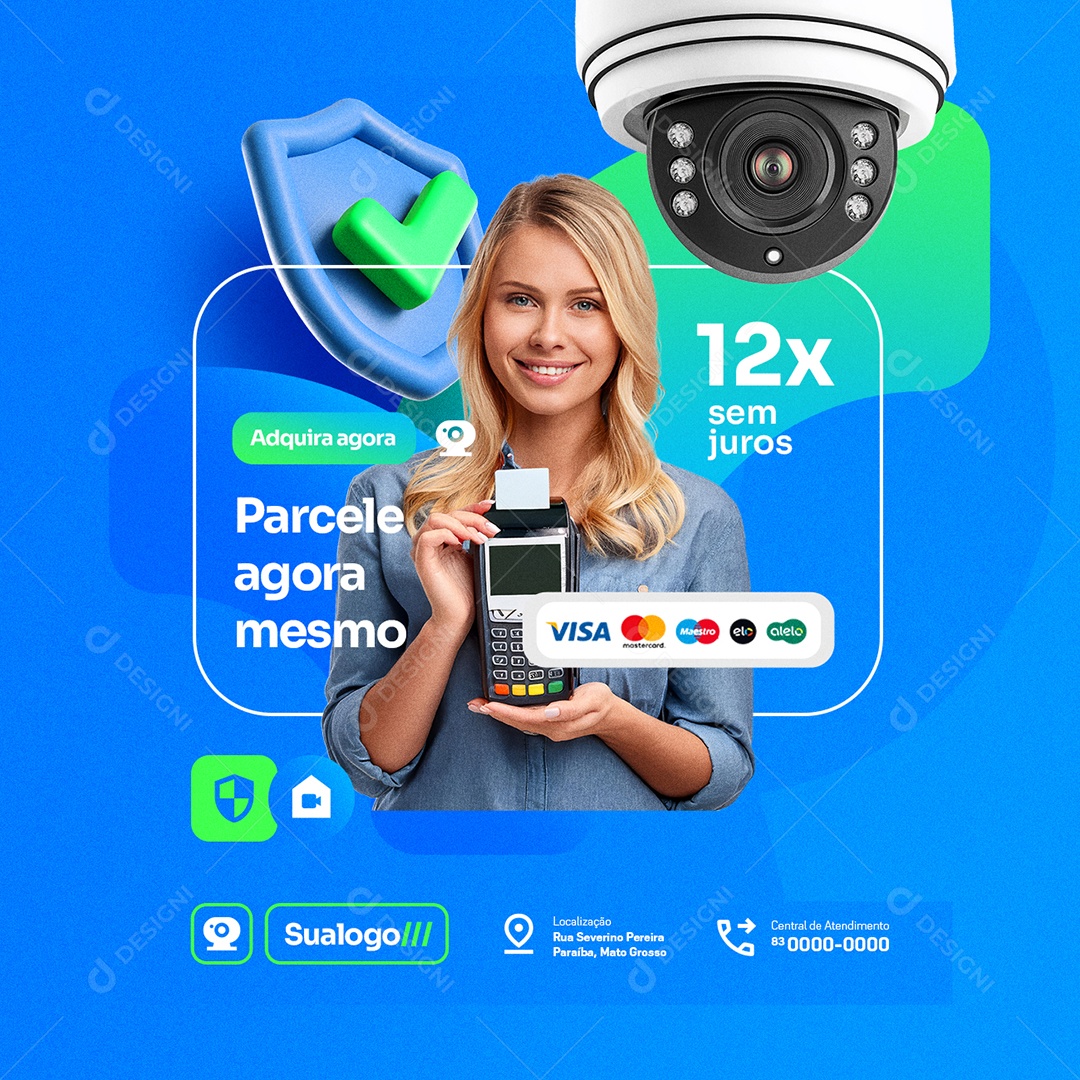 Câmera de Segurança Parcele Agora Mesmo Social Media PSD Editável