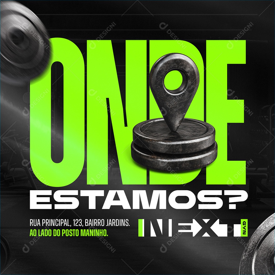 Localização Onde Estamos Academia Social Media PSD Editável