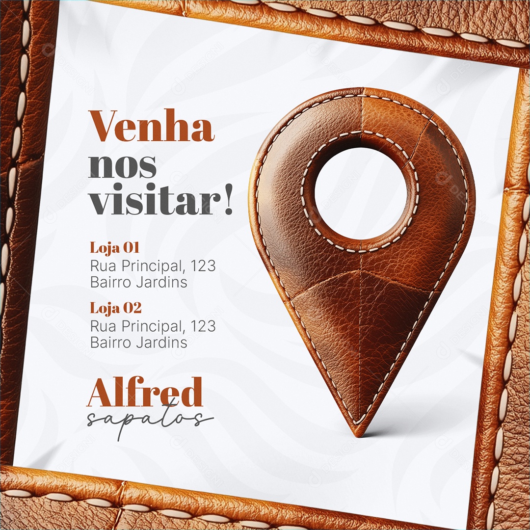 Localização Venha nos Visitar Alfred Sapatos Social Media PSD Editável