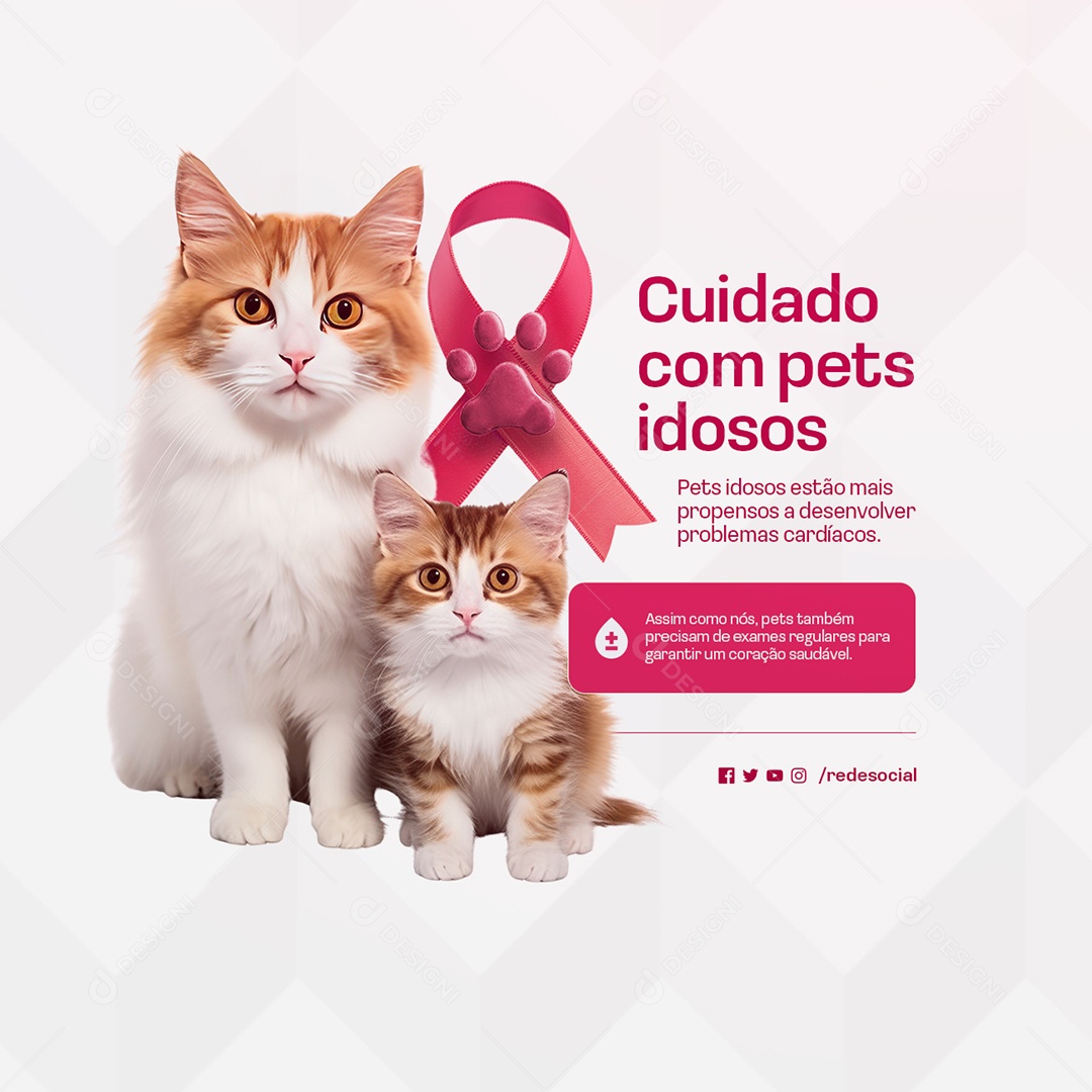 Setembro Vermelho Cuidado com Pets Idosos Social Media PSD Editável