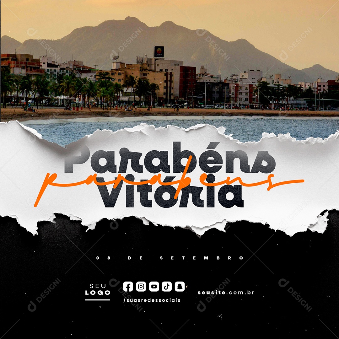 Aniversario de Vitória 08 de Setembro Parabéns Social Media PSD Editável