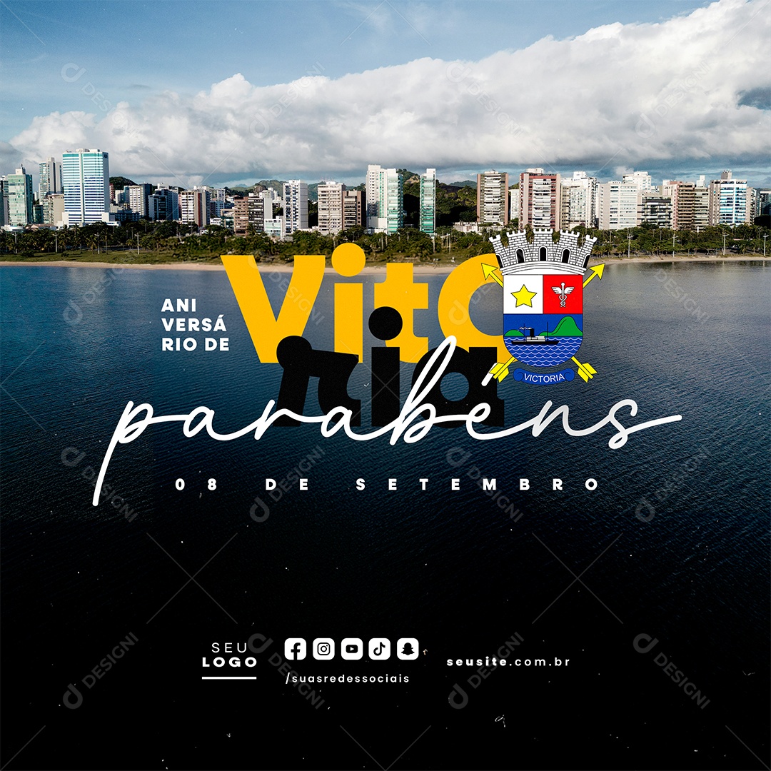 Aniversario de Vitória 08 de Setembro Parabéns Social Media PSD Editável