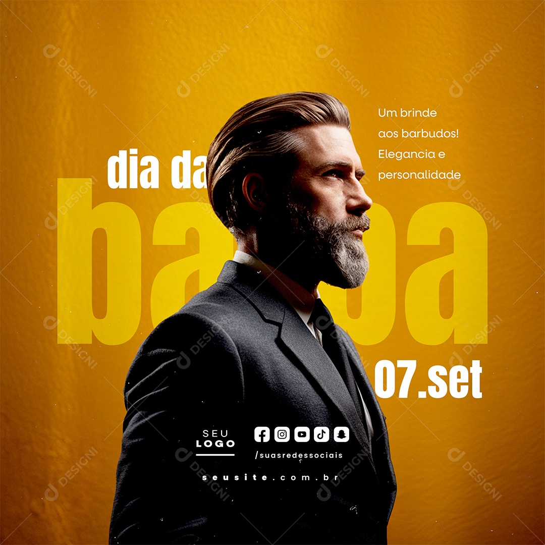 Dia da Barba 07 de Setembro Social Media PSD Editável