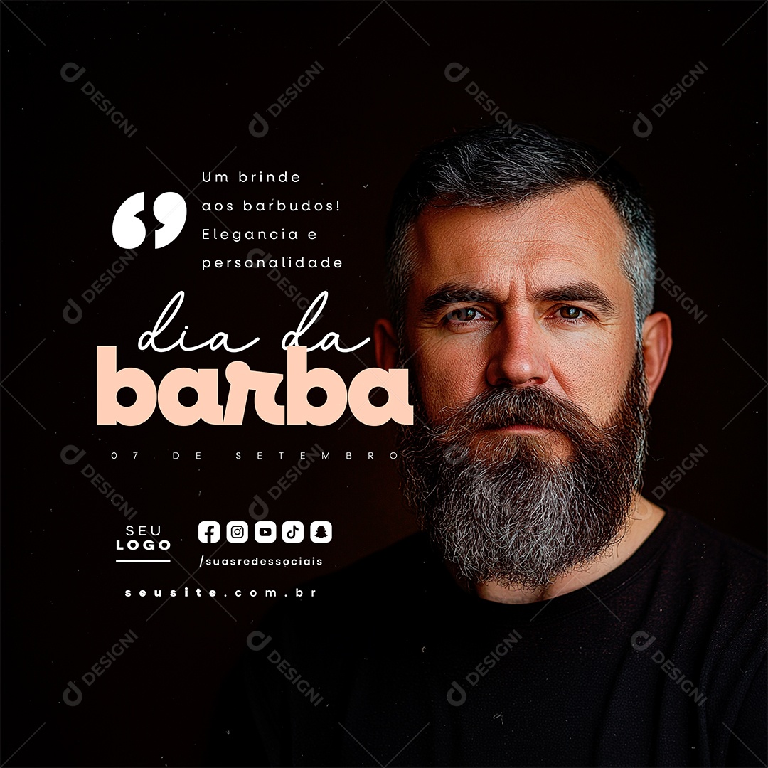 Dia da Barba 07 de Setembro Social Media PSD Editável