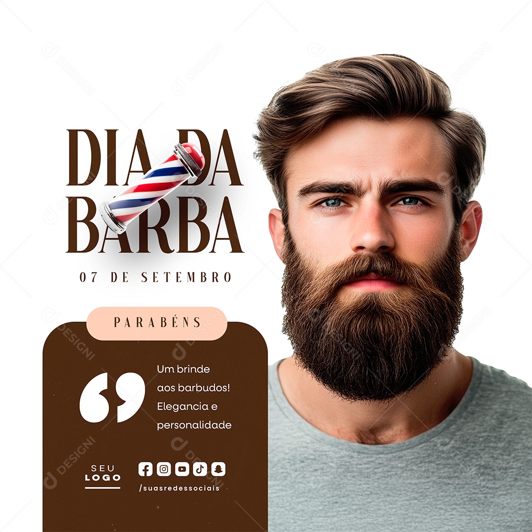 Dia da Barba 07 de Setembro Parabéns Social Media PSD Editável