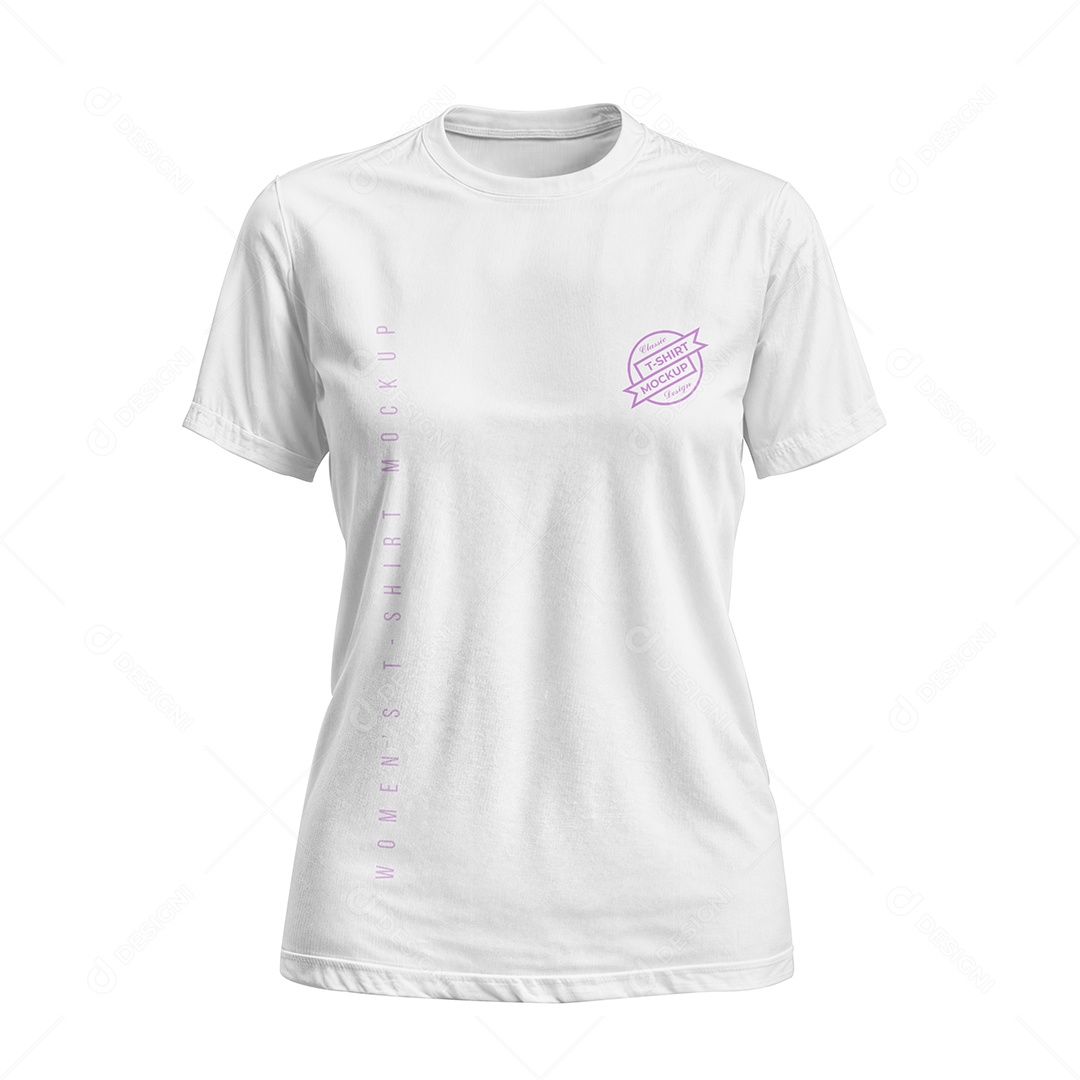 Camiseta de Manga Curta Feminina Mockup PSD Editável