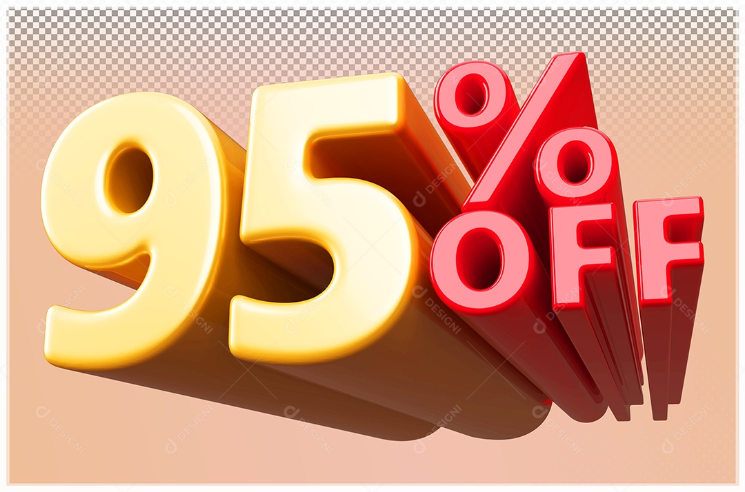 Desconto de 0% Off Elemento 3D Dourado  e Vermelho para Composição PSD
