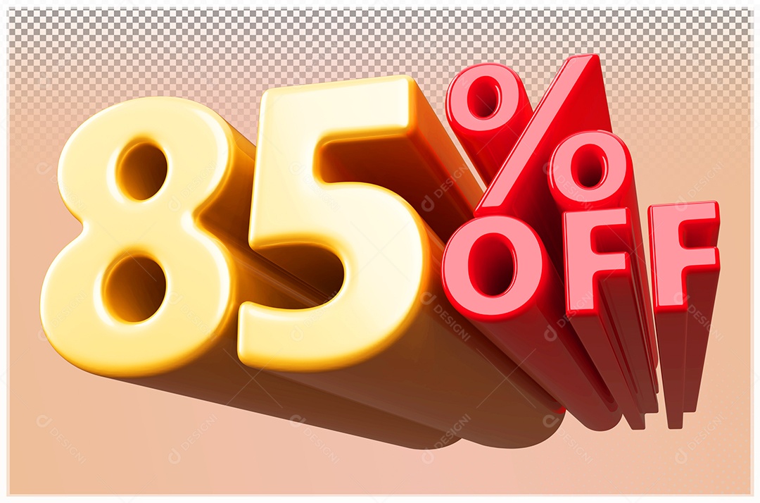 Desconto de 0% Off Elemento 3D Dourado  e Vermelho para Composição PSD