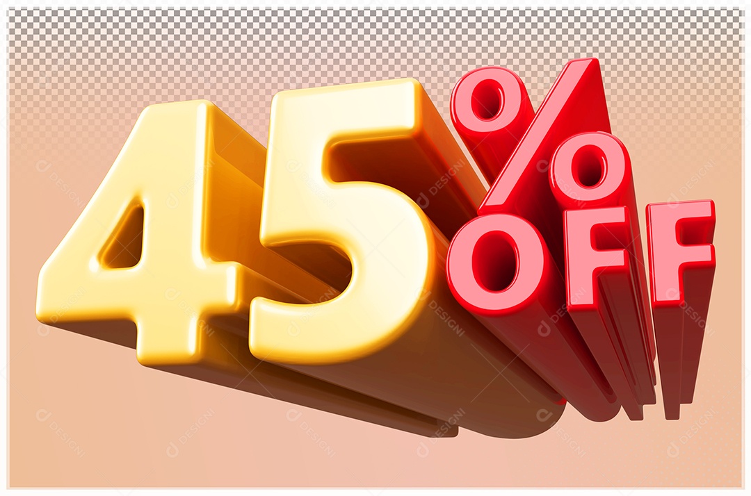 Desconto de 45% Off Elemento 3D Dourado  e Vermelho para Composição PSD