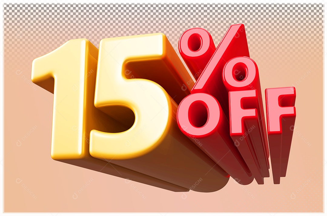 Discount 15% Off Golden and Red 3D Element for PSD Composition