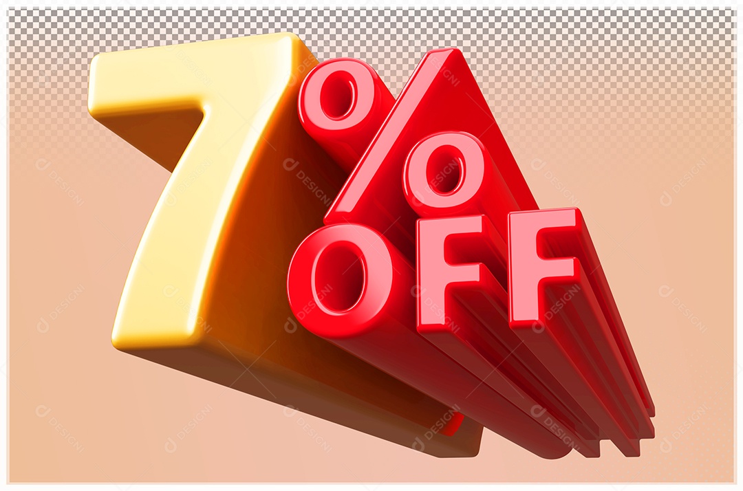 Desconto de 0% Off Elemento 3D Dourado  e Vermelho para Composição PSD