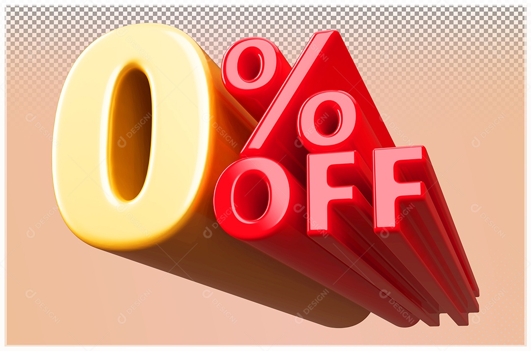 Desconto de 0% Off Elemento 3D Dourado  e Vermelho para Composição PSD
